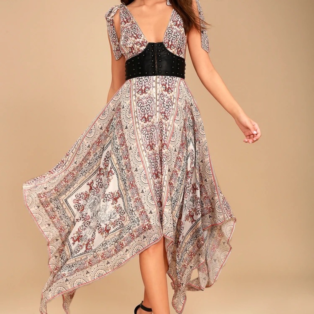 Free People You For Me Cream Print Maxi Dress size 6 nwt brand new dress